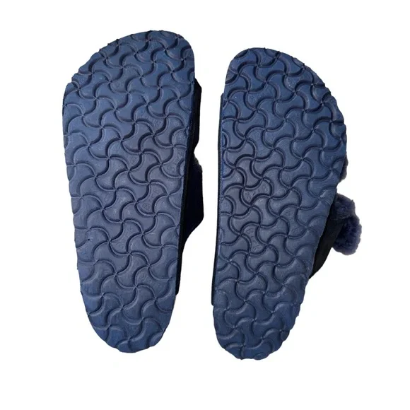 BIRKENSTOCK Arizona blue fur suede sandals women’s shoes size 41 10 10.5 - Picture 11 of 17
